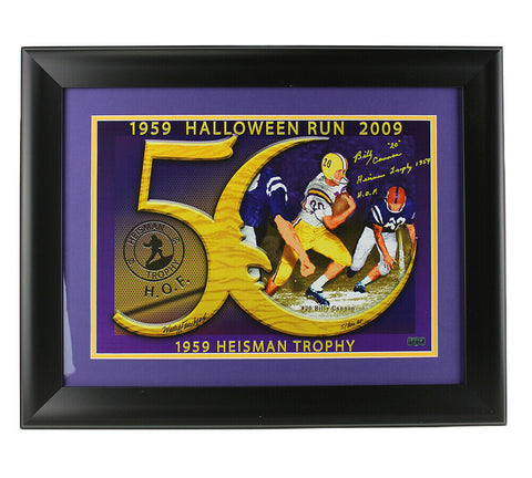 Billy Cannon Signed LSU Tigers Framed 14x20 NCAA Halloween Run Photo With "Heism
