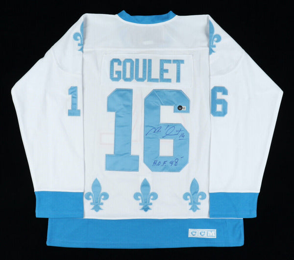 Michel Goulet Signed Quebec Nordiques Inscribed H.O.F. 98 Jersey (Be –  Super Sports Center