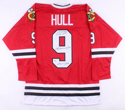 Bobby Hull rc year Vintage Chicago Blackhawks inscribed signed jersey w/  DnA COA