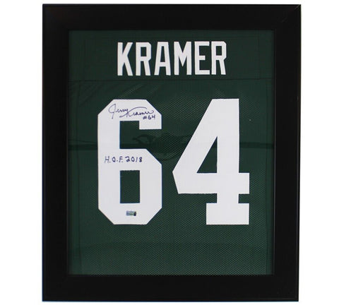 Jerry Kramer Signed Green Bay Framed Custom Green Jersey "HOF 2018"