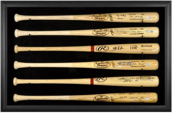 Baseball Bat Display Case w/Black Frame for 6 Bats Authentic Certi