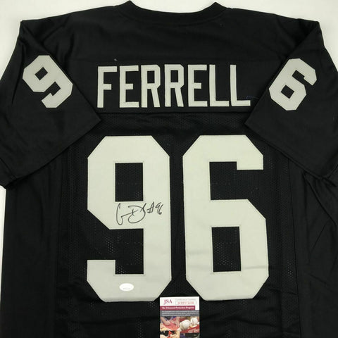 Autographed/Signed CLELIN FERRELL Oakland Black Football Jersey JSA COA Auto