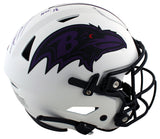 Ravens Ray Lewis "HOF 18" Signed Lunar Speed Flex Full Size Helmet BAS Witnessed