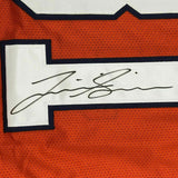 FRAMED Autographed/Signed JUSTIN SIMMONS 33x42 Retro Orange Jersey PSA COA