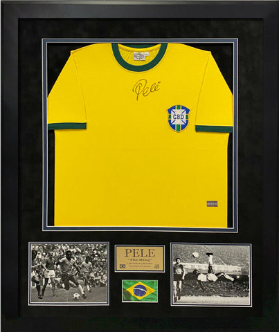 Pele Signed Autographed Jersey Custom Framed to 32x40 Icons