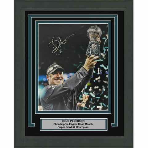 FRAMED Autographed/Signed DOUG PEDERSON Super Bowl LII 52 16x20 Photo JSA COA