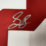 Framed Autographed/Signed Saquon Barkley 33x42 New York White Jersey JSA COA