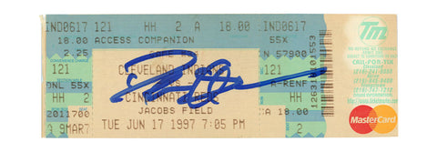 Deion Sanders Signed Cincinnati Reds 6/17/1997 @ Indians Ticket BAS 37272