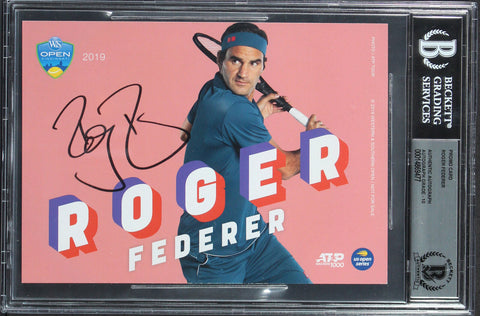 Roger Federer Authentic Signed Promotional 5x7 Photo Auto Graded 10! BAS Slabbed