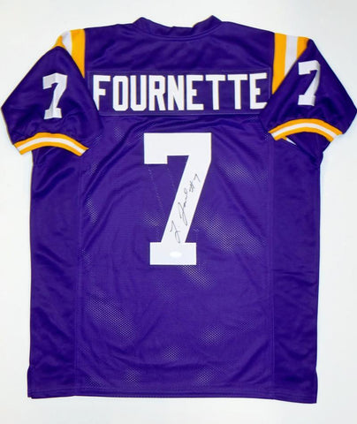 Leonard Fournette Autographed Purple College Style Jersey- JSA Authenticated