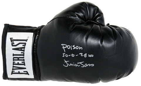Junior Jones Signed Everlast Black Boxing Glove w/Poison, 50-6, 28 Kos -SCHWARTZ