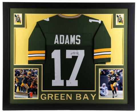 Davante Adams Signed Green Bay Packers 35x43 Custom Framed Jersey / Beckett COA