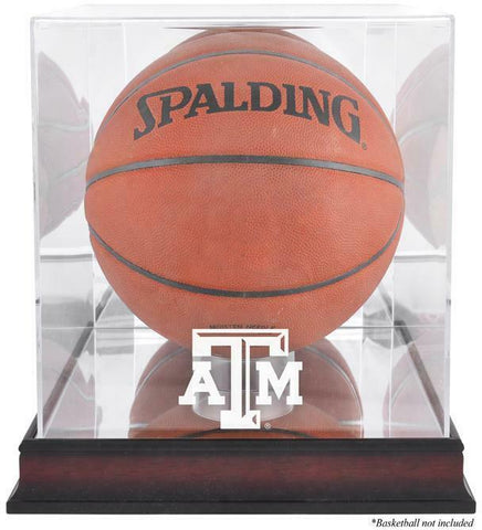 Texas A&M Aggies Mahogany Antique Finish Basketball Display Case w/Mirror Back