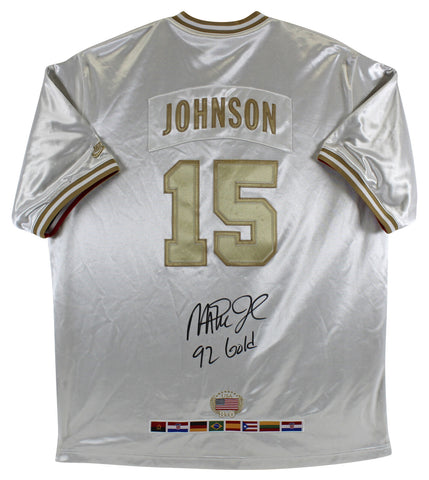 Magic Johnson "92 Gold" Signed White Nike 1992 Dream Team Warmup Jacket BAS Wit