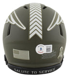 Patriots Randy Moss Signed Salute To Service Speed Mini Helmet BAS Witnessed