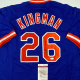 Autographed/Signed Dave Kingman 442 HR New York Blue Baseball Jersey JSA COA