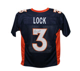 Drew Lock Autographed/Signed Pro Style Blue XL Jersey Beckett BAS 33707