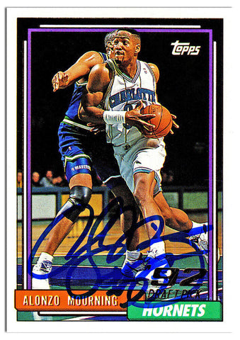 Alonzo Mourning autographed Hornets 1992-93 Topps Rookie Card #393 -SS COA