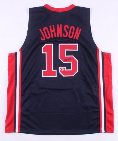 Magic Johnson Signed Team USA Jersey (Beckett COA) 5x NBA Champion / 3x NBA MVP