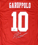 49ERS JIMMY GAROPPOLO AUTOGRAPHED FRAMED RED NIKE JERSEY BECKETT BAS 174297