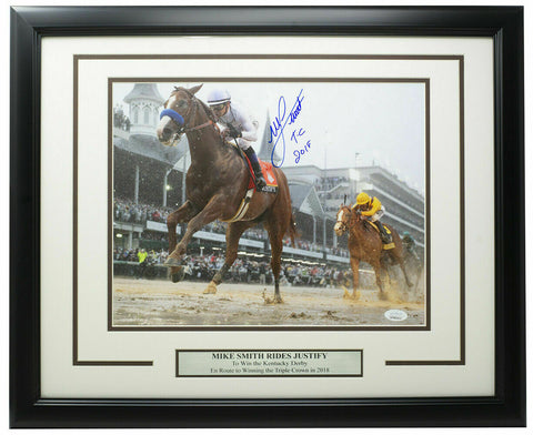 Mike Smith Signed Framed 11x14 Kentucky Derby Horse Racing Photo T.C. 2018 JSA