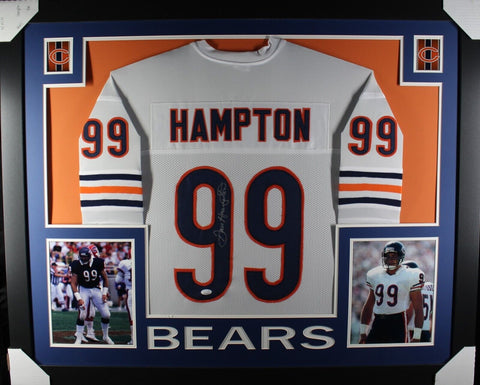 DAN HAMPTON (Bears white SKYLINE) Signed Autographed Framed Jersey JSA