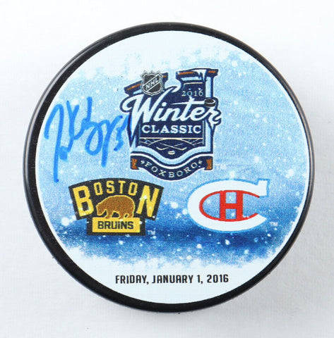 Patrice Bergeron Signed Bruins 2016 Winter Classic Logo Hockey Puck Bergeron COA