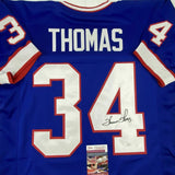 Autographed/Signed THURMAN THOMAS Buffalo Blue Football Jersey JSA COA Auto