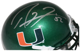 Ray Lewis Autographed Miami Hurricanes Green Schutt Mini Helmet Beckett 36218