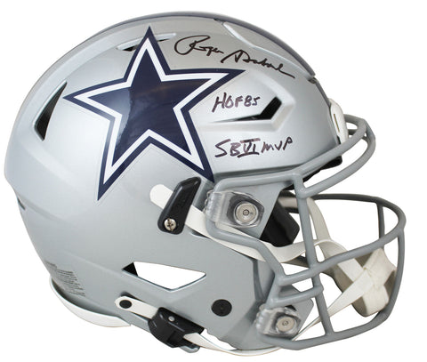 Cowboys Roger Staubach "HOF 85 SB VI MVP" Signed Speed Flex Full Size Helmet BAS
