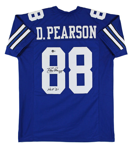 Drew Pearson "HOF 21" Authentic Signed Blue Pro Style Jersey Autographed BAS Wit