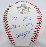 Yuli Gurriel Autographed Rawlings WS OML Baseball w/17 WS Champs-JSA W *Blue