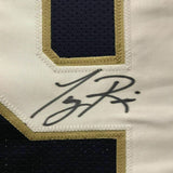FRAMED Autographed/Signed TONY RICE 33x42 Notre Dame Blue College Jersey JSA COA