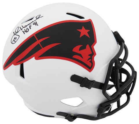 John Hannah Signed Patriots LUNAR Riddell F/S Speed Rep Helmet w/HOF'91 (SS COA)