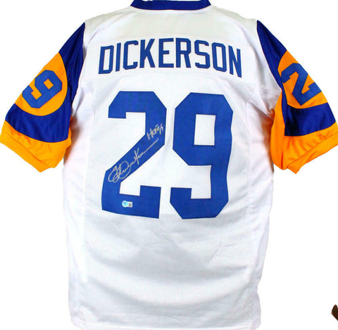 Eric Dickerson Autographed White Pro Style Jersey w/HOF-Beckett W Hologram