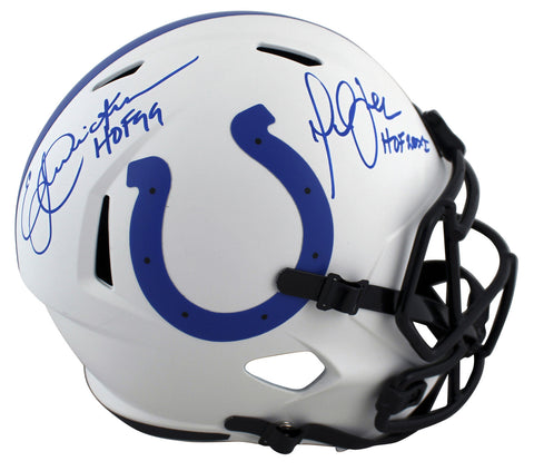 Colts Eric Dickerson & Marshall Faulk Signed Lunar F/S Speed Rep Helmet BAS Wit