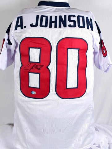 Andre Johnson Autographed White Pro Style Jersey- Beckett W Hologram *Black