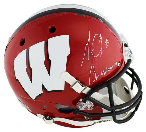 Melvin Gordon Signed Badgers Schutt Full Size Red & Black Helmet -"On Wisconsin"