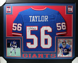 Lawrence Taylor Autographed Pro Style Framed Blue XL Jersey Beckett 35358