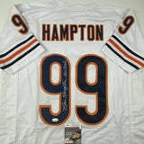 Autographed/Signed DAN HAMPTON HOF 2002 Chicago White Football Jersey JSA COA