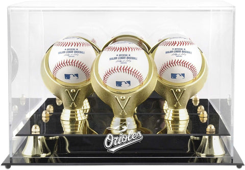 Orioles Golden Classic Three Baseball Logo Display Case-Fanatics