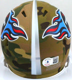 AJ Brown Autographed Tennessee Titans Camo Speed Mini Helmet- Beckett W *White