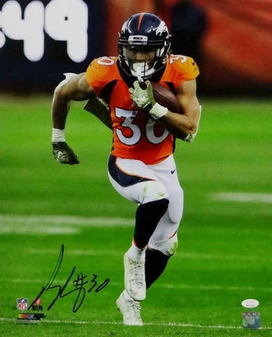 Phillip Lindsay Autographed Broncos 16x20 PF Running w/ Ball Photo - JSA W Auth