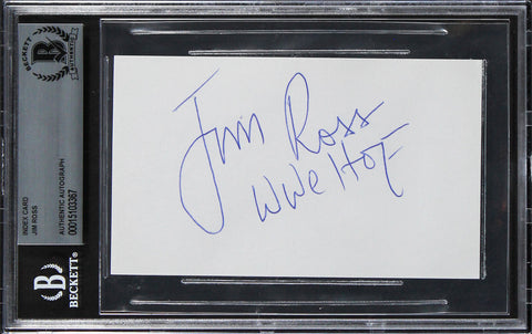 Jim Ross WWE Authentic Signed 3x5 Index Card Autographed BAS Slabbed