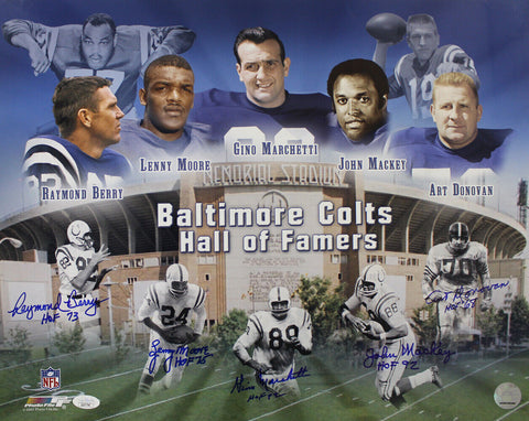 Baltimore Colts Hall Of Fame Autographed/Signed 16x20 Photo 5 Sigs JSA 36423