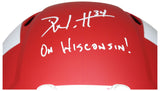 Derek Watt Autographed/Signed Wisconsin Badgers F/S AMP Helmet JSA 28929