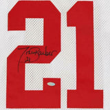 Framed Tiki Barber New York Giants Autographed White Reebok Authentic Jersey