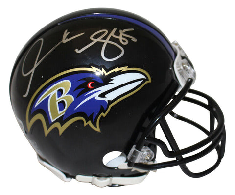 Derrick Mason Autographed Baltimore Ravens VSR4 Mini Helmet Beckett 35584