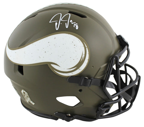 Vikings Justin Jefferson Signed Salute To Service F/S Speed Proline Helmet BAS W