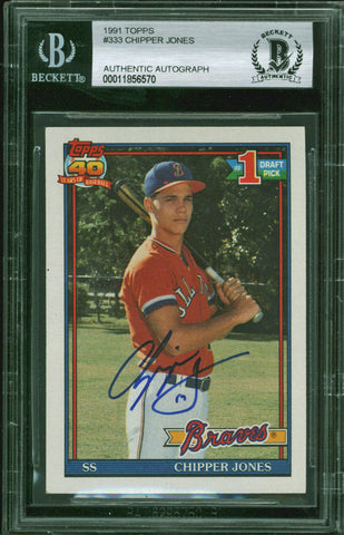 Braves Chipper Jones Authentic Signed 1991 Topps #333 RC Auto Card BAS Slabbed